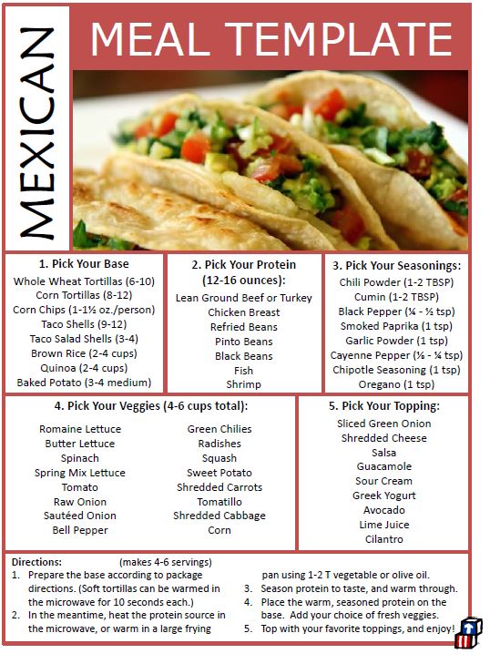 Mexican meal template
